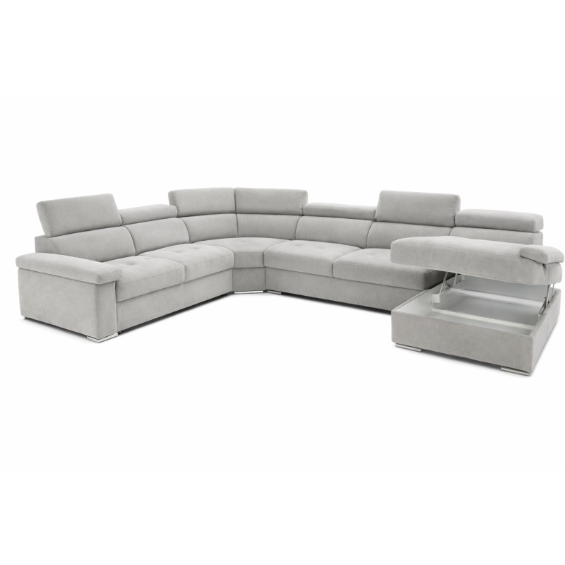 Corner Sofa Bed and Storage in Greige