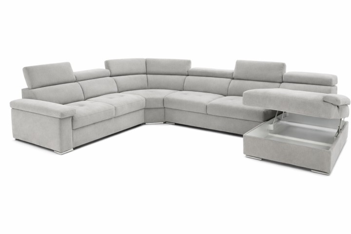 Corner Sofa Bed and Storage in Greige