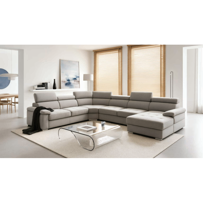Corner Sofa Bed and Storage in Greige