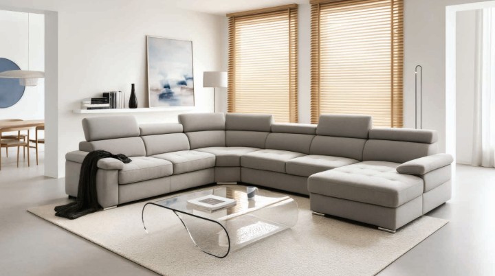 Corner Sofa Bed and Storage in Greige