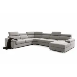 Corner Sofa Bed and Storage in Greige