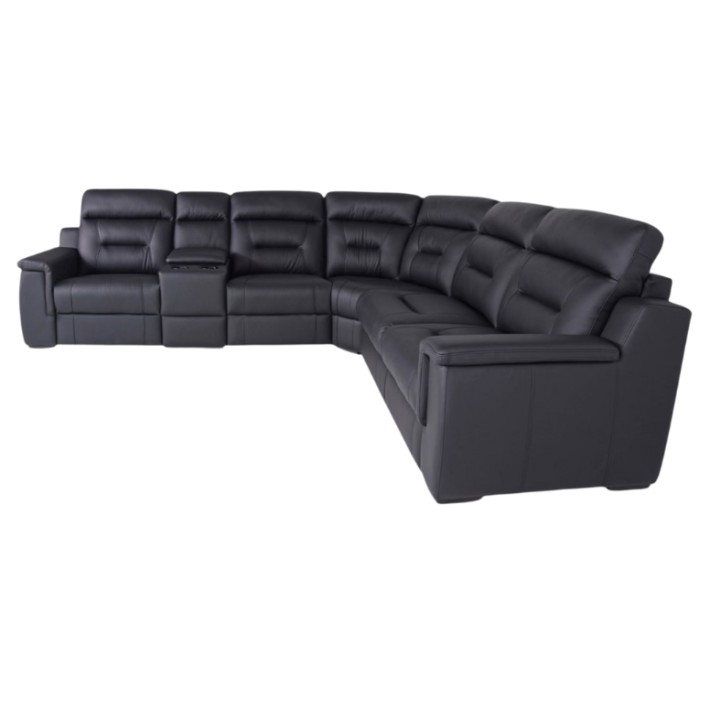 Corner Sofa Bed and Recliner Black Leather | J&B Furniture