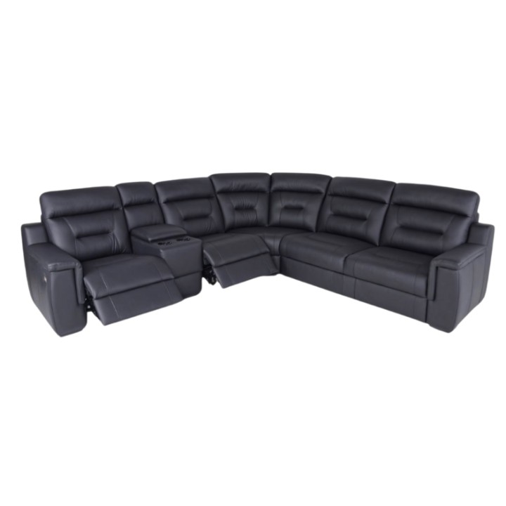 Corner Sofa Bed and Recliner Black Leather | J&B Furniture