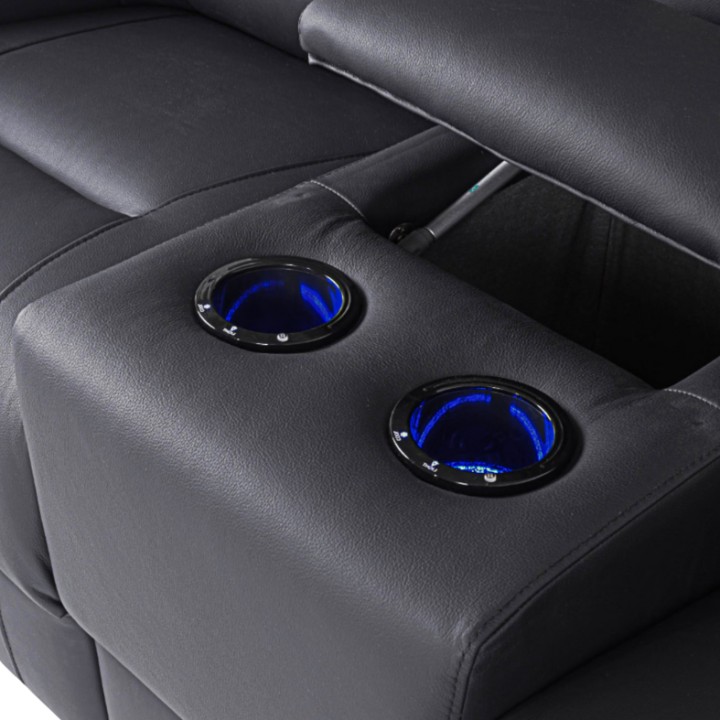 Corner Sofa Bed and Recliner Black Leather | J&B Furniture