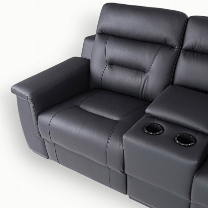 Corner Sofa Bed and Recliner Black Leather | J&B Furniture