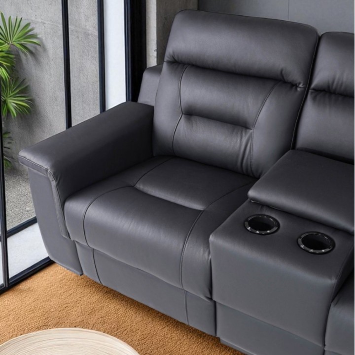 Corner Sofa Bed and Recliner Black Leather | J&B Furniture