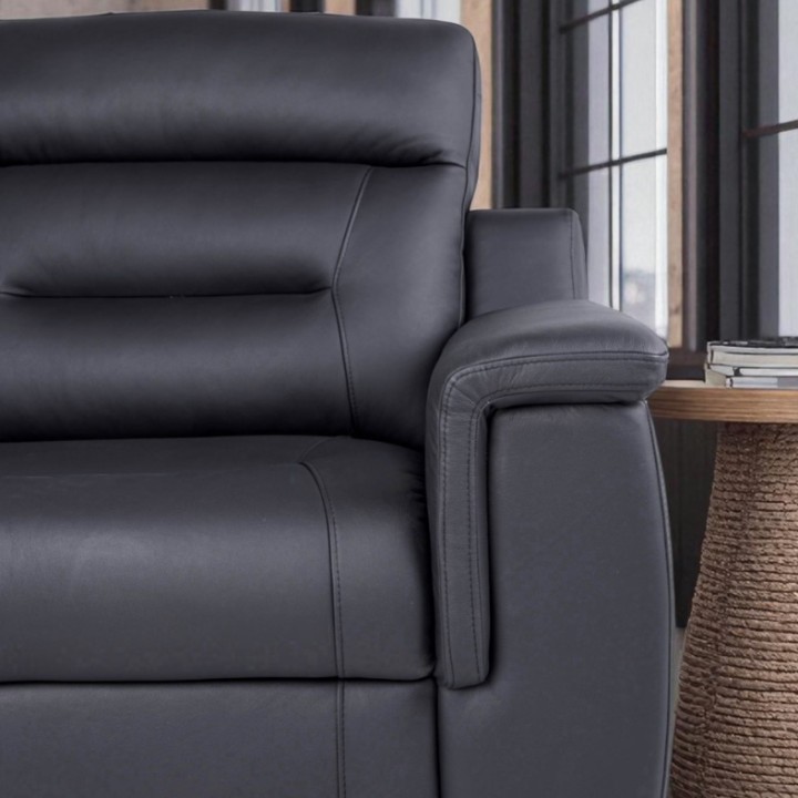 Corner Sofa Bed and Recliner Black Leather | J&B Furniture
