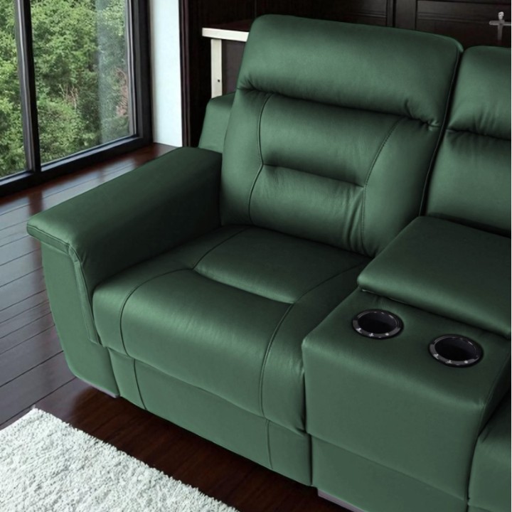 Corner Sofa Bed and Recliner  Green Leather | J&B Furniture