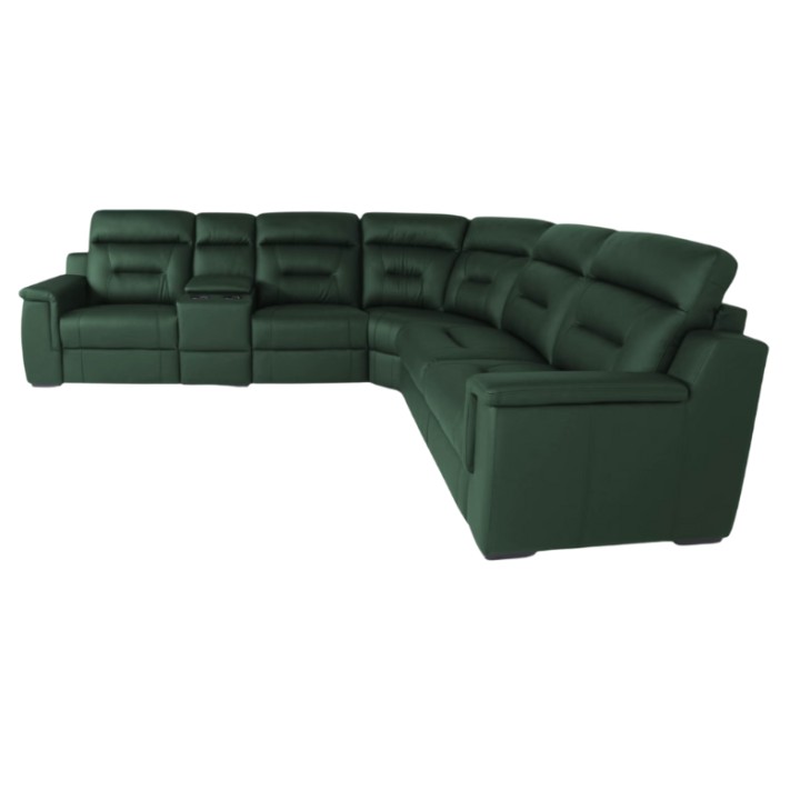 Corner Sofa Bed and Recliner  Green Leather | J&B Furniture
