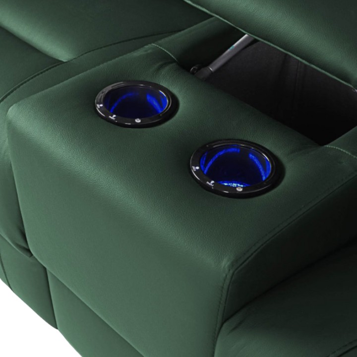 Corner Sofa Bed and Recliner  Green Leather | J&B Furniture