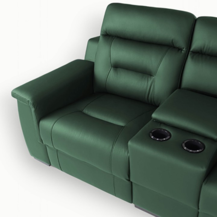 Corner Sofa Bed and Recliner  Green Leather | J&B Furniture