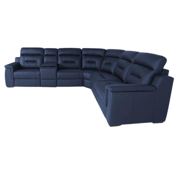 Corner Sofa Bed and Recliner  Blue Leather | J&B Furniture