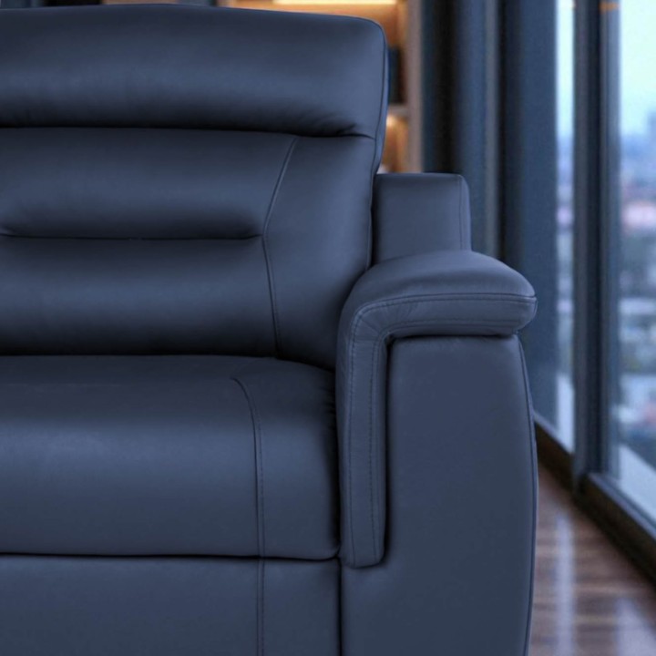 Corner Sofa Bed and Recliner  Blue Leather | J&B Furniture