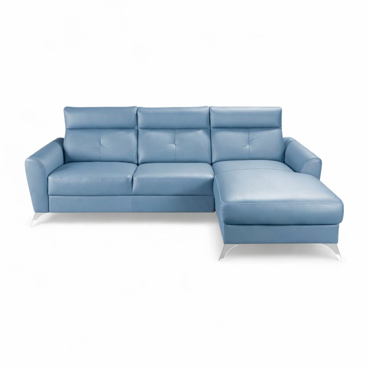 Loft Corner Sofa Bed in Blue Italian Leather| J&B Furniture