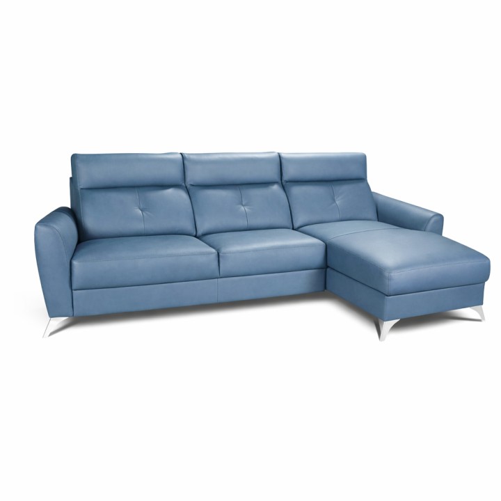 Loft Corner Sofa Bed in Blue Italian Leather| J&B Furniture