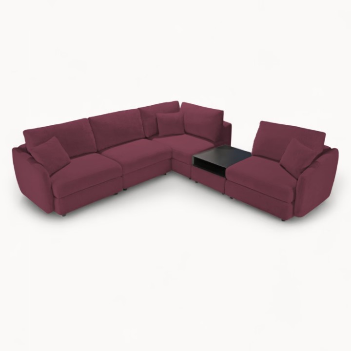 Hugo Bespoke Corner Sofa in Bordeaux | J&B Furniture