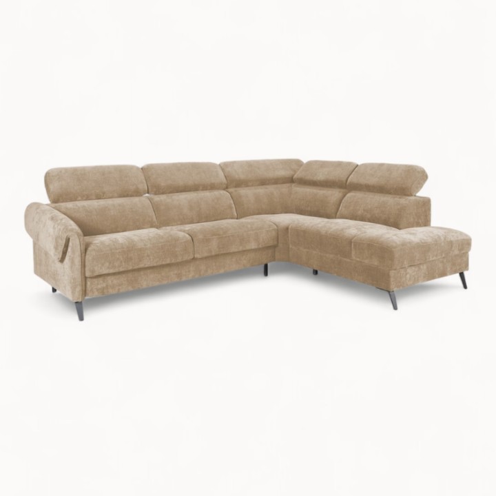 Bergamo Corner Sofa Bed and Storage Beige | J&B Furniture