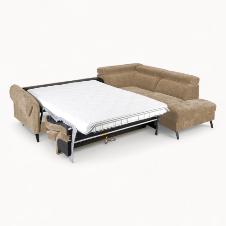 Bergamo Corner Sofa Bed and Storage Beige | J&B Furniture