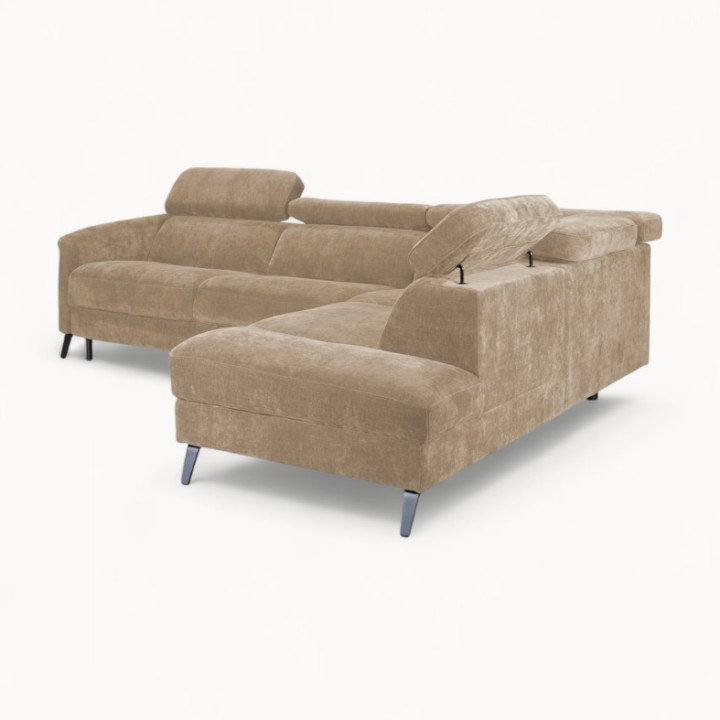 Bergamo Corner Sofa Bed and Storage Beige | J&B Furniture