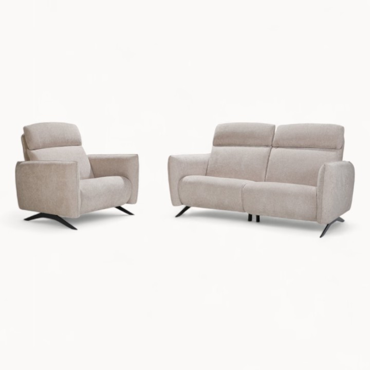 Kalia Bespoke Modern 2 Seater sofa in Beige Fabric - J&B