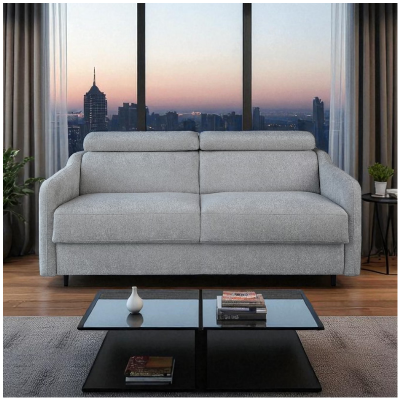 2 Seater Sofa Bed in Grey Fabric