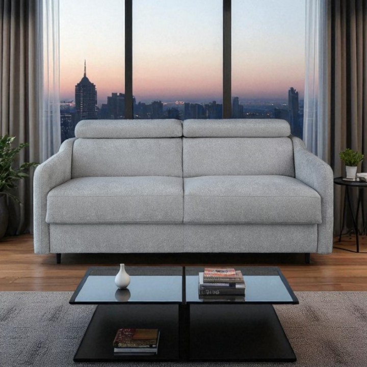 2 Seater Sofa Bed in Grey Fabric