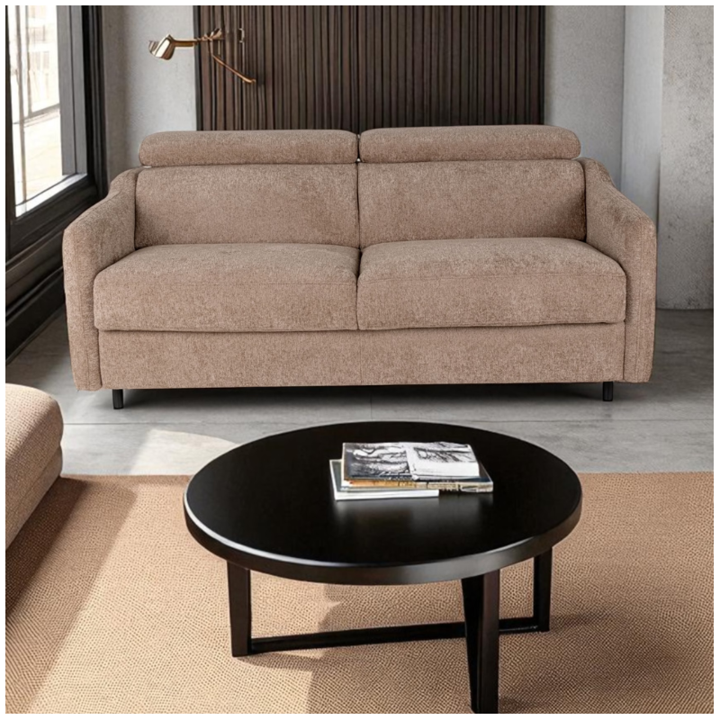 2 Seater Sofa Bed in Brown Fabric