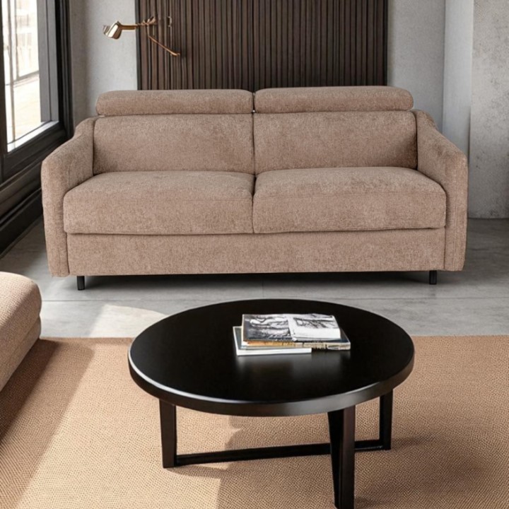 2 Seater Sofa Bed in Brown Fabric