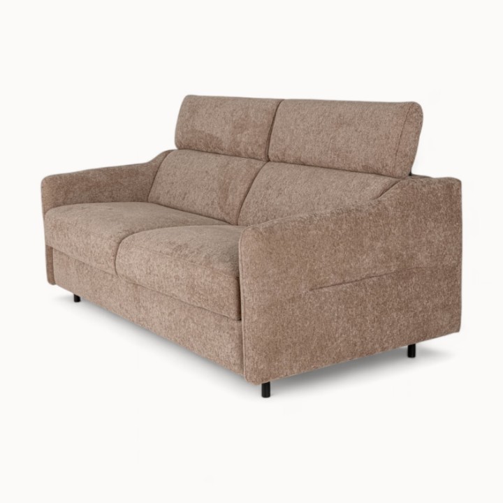 2 Seater Sofa Bed in Brown Fabric