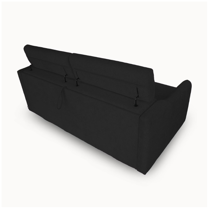 2 Seater Sofa Bed in Black Fabric