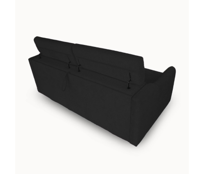 2 Seater Sofa Bed in Black Fabric