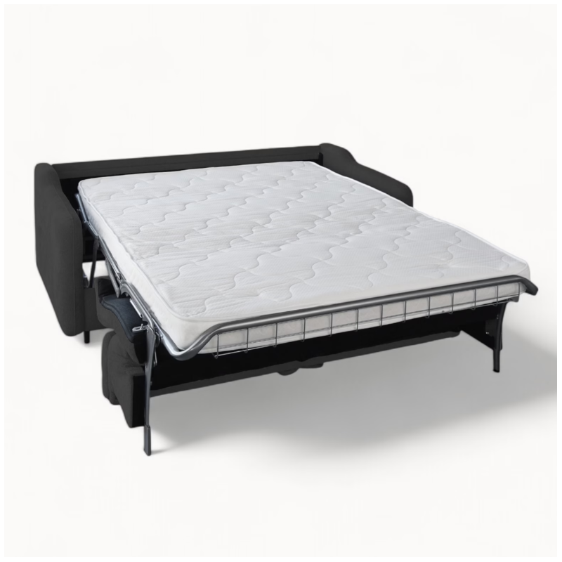 2 Seater Sofa Bed in Black Fabric