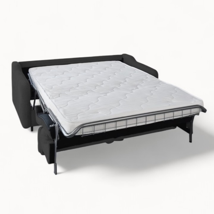 2 Seater Sofa Bed in Black Fabric