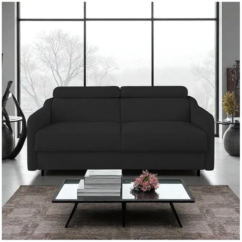 2 Seater Sofa Bed in Black Fabric
