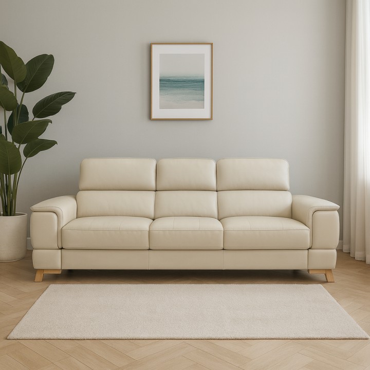 Pesaro 3 Seater Sofa Bed in Beige Italian | J&B Furniture