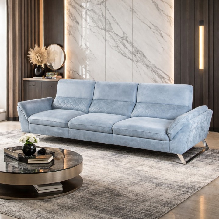 Lorenzo 3 Seater Sofa Blue Leather |Sofas Limerick | J&B