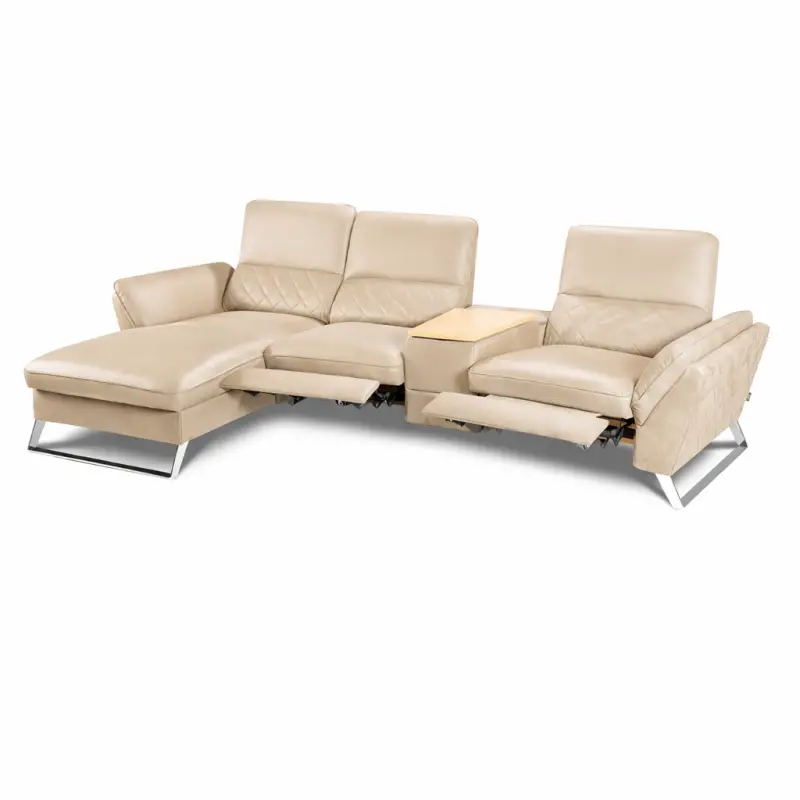 Corner Sofa in With Storage and Recliner Beige
