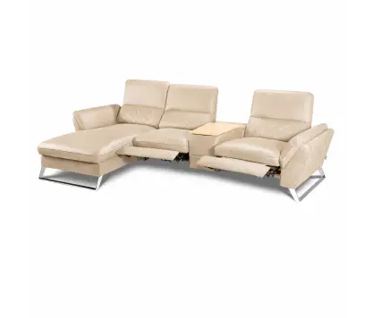 Corner Sofa in With Storage and Recliner Beige