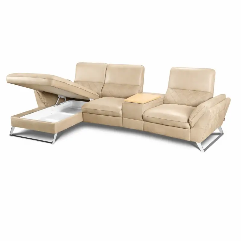 Corner Sofa in With Storage and Recliner Beige