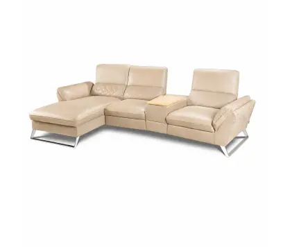 Corner Sofa in With Storage and Recliner Beige