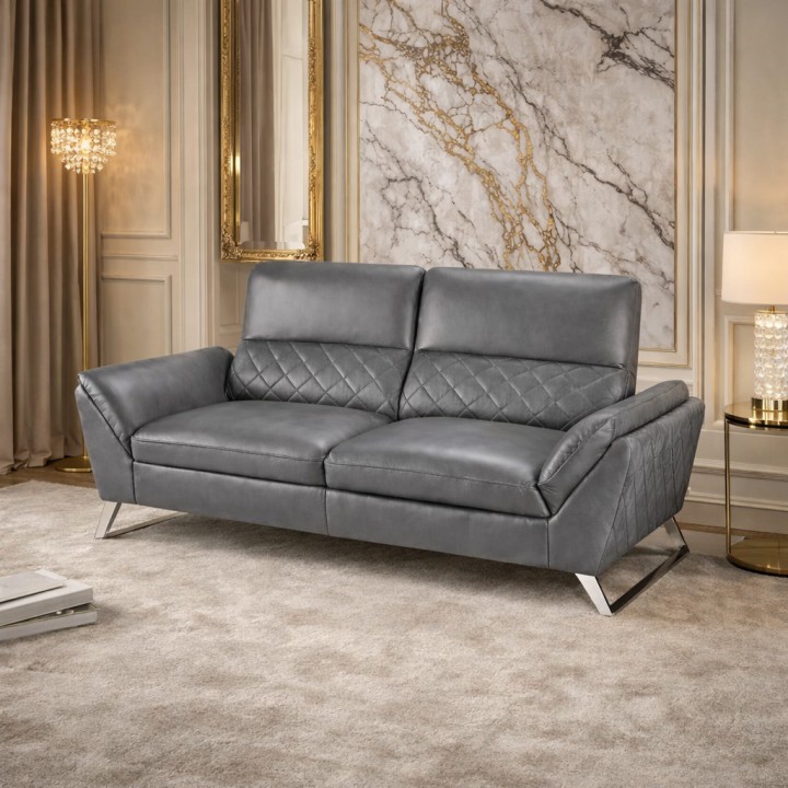 Lorenzo 2 Seater Sofa Grey Leather |Sofas Limerick | J&B