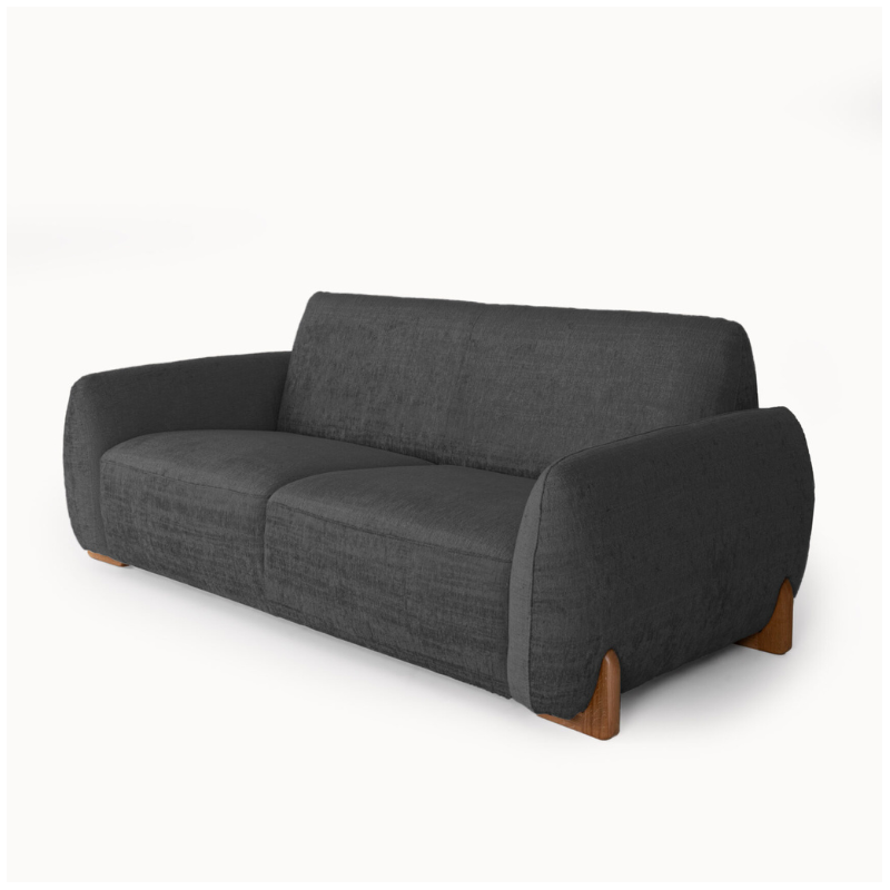 2-Seater Sofa in Elegant Black Upholstery
