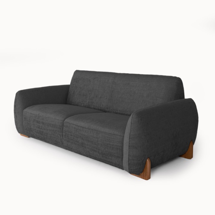 2-Seater Sofa in Elegant Black Upholstery