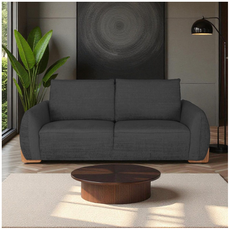 2-Seater Sofa in Elegant Black Upholstery