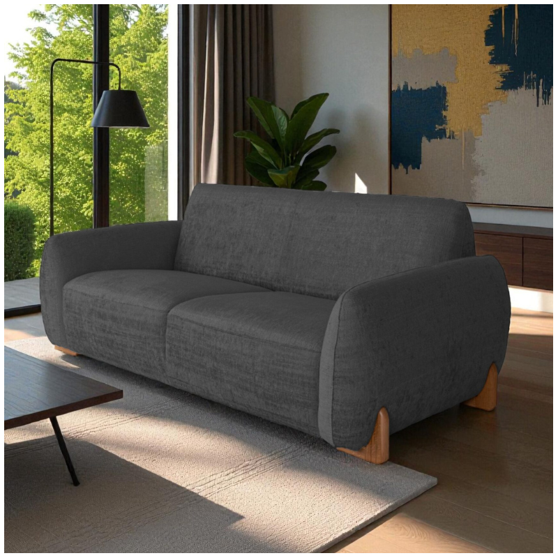 2-Seater Sofa in Elegant Black Upholstery