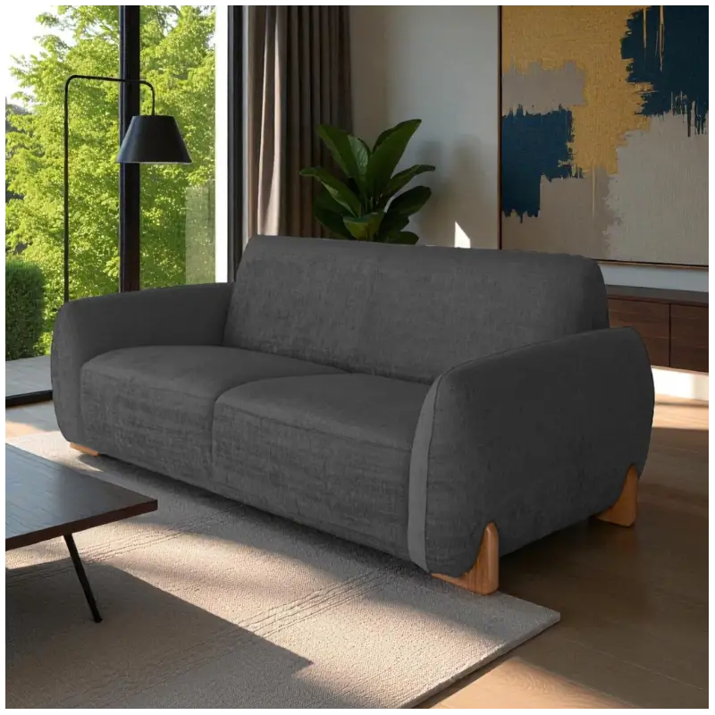 2-Seater Sofa in Elegant Black Upholstery