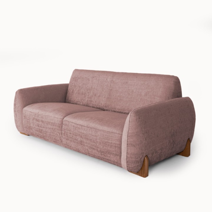 2-Seater Sofa in Pink Premium Fabric