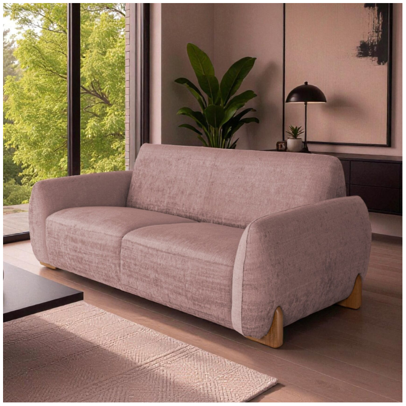 2-Seater Sofa in Pink Premium Fabric