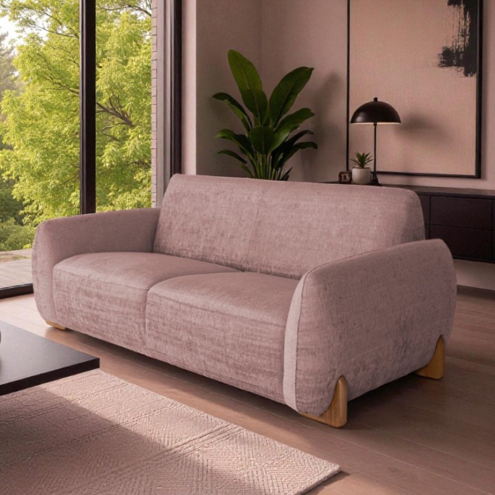 2-Seater Sofa in Pink Premium Fabric