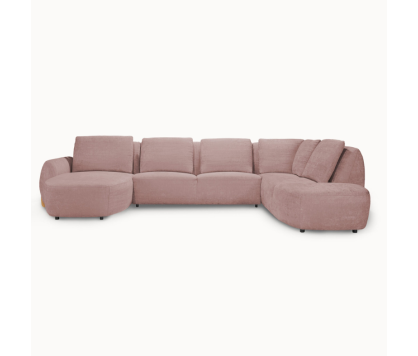 U Corner Sofa in Pink Premium Fabric